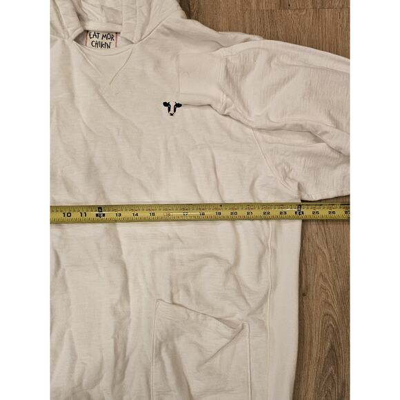 Unisex Chick-Fil-A Cow Print Hoodie Double Pocket Cream Sweatshirt Size 2XL - Picture 6 of 9